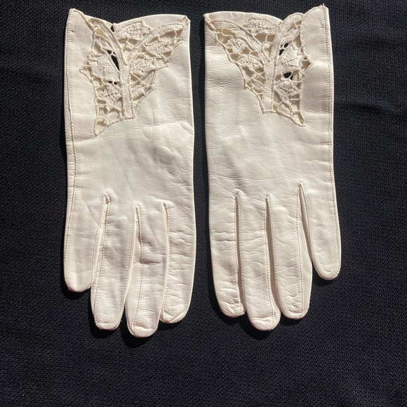 VTG Leather Gloves Italian Made by Anticoli Off White Size 7 - Picture 5 of 16